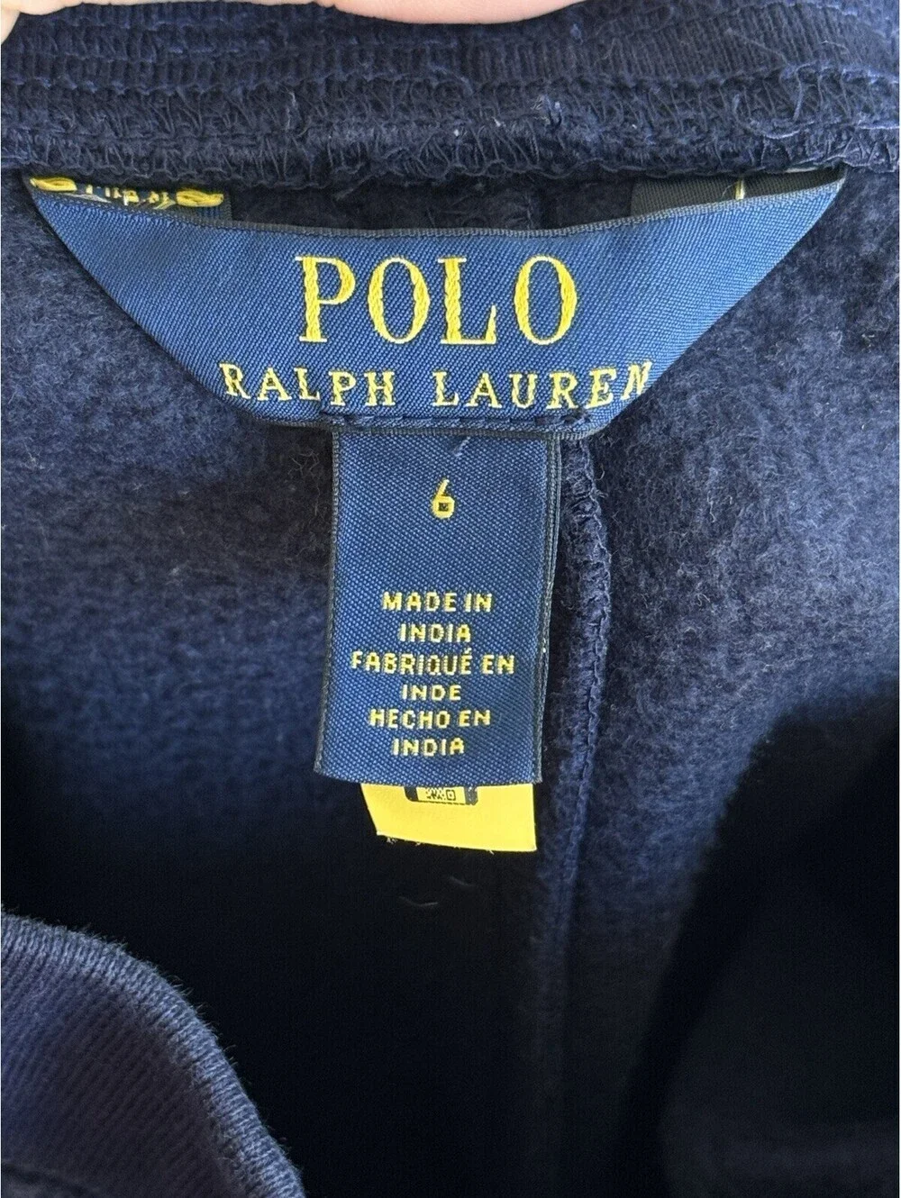 Polo Ralph Lauren Boys Size 6 Navy Fleece Jogger Sweatpants Logo Patch